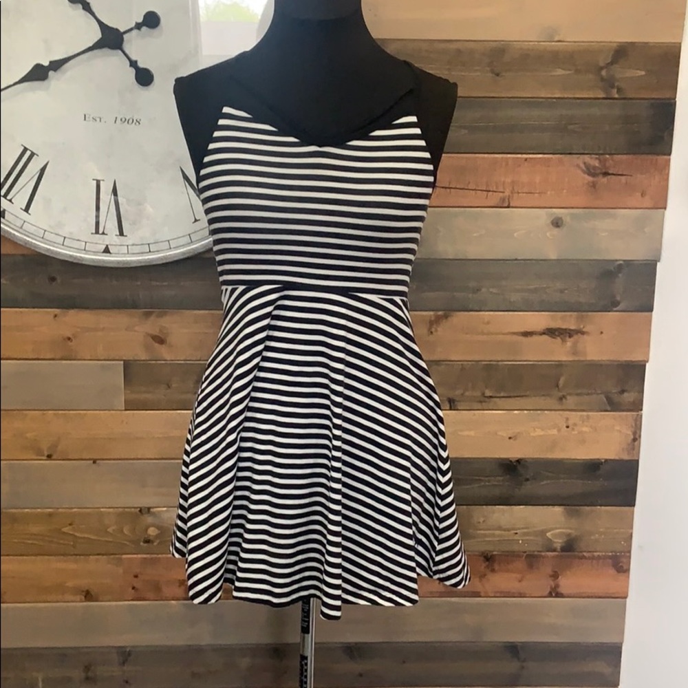 Black and white striped dress